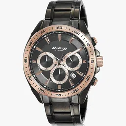titan Quartz Chronograph Black Dial Stainless Steel Strap Analog Watch - For Men NP90103KM03 image 3