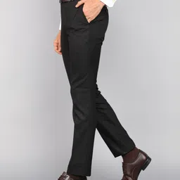 raymond Men Slim Fit Black Viscose Rayon Trousers image 3