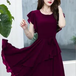 maruti nandan fab Women Fit and Flare Purple Knee Length Dress-picture-12
