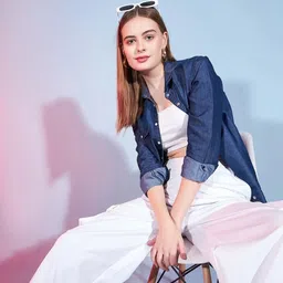 pp trends Women Regular Fit Solid Spread Collar Casual Shirt image 5