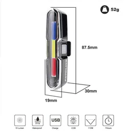 pomora Tricolour USB Rechargeable LED Bicycle Light with Multi-Mode Safety Beam LED Rear Break Light image 3