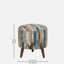 globally indian Medessa Sheesham Wood Seating Stool In Blue & Brown Color image 2