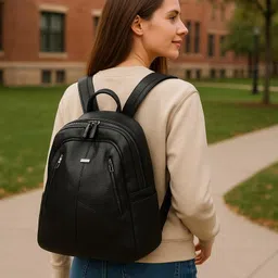 jaisom Small 20 L Laptop Backpack Trendy Women’s Leather Backpack |Office & Travel Shoulder Bag with Multi Pockets image 5