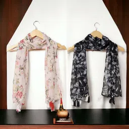 stolevilla Printed Chiffon Women Multicolor Scarf, Stole, Fancy Scarf-picture-38