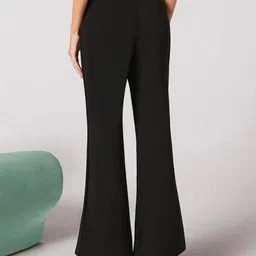 buybeb Women Flared Black Lycra Blend Trousers image 4