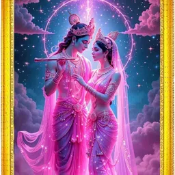 Elegant Radha Krishna MDF Photo Frame | Religious Wall Hanging Digital Reprint 12 inch x 9 inch Painting-image-15