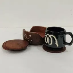 crystalroyal Round Reversible Wood Coaster Set image 3