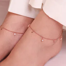 Zavya Sterling Set of 2 Rose Gold-Plated 925 Sterling Silver Anklets-picture-26