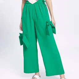 glitchez Women Timeless Twists Side Bows Regular Fit Trousers image 2
