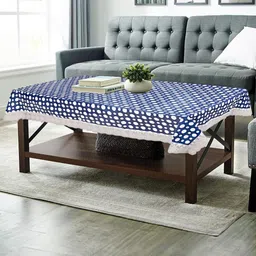 CASA-NEST Navy Blue Geometric Printed 4-Seater Table Cover image 1