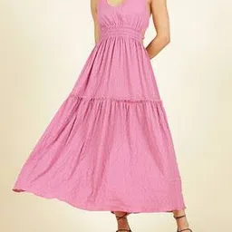 Shein Halter Neck Cinched Waist Maxi A-Line Dress-picture-20