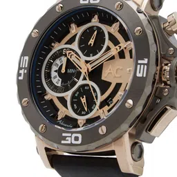 Alexandre Christie Men Rose Gold-Toned Dial & Black Leather Solid Straps Analogue Watch image 2