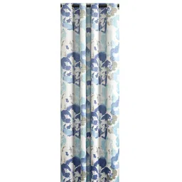 soumya Blue Floral Cotton 5 Ft Light Filtering Eyelet Window Curtain image 3