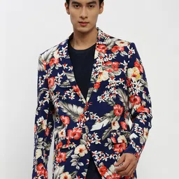 SHOWOFF Floral Printed Single Breasted Slim Fit Blazer-image-0