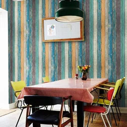 Jaamso Royals Blue & Yellow Retro Striped PE-Foam Self Adhesive Peel and Stick Wallpaper-picture-10