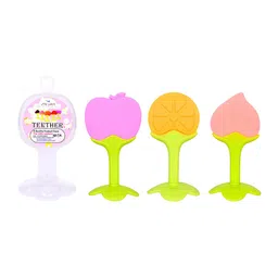 THE LITTLE LOOKERS Pack of 3 Peach & Orange Silicone Fruit Shape BPA Free Teethers-picture-26
