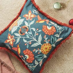 Chumbak Teal & Orange Quirky Cotton Square Cushion Cover-picture-40