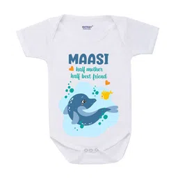 KNITROOT Infant Kids White & Blue Half Best Friend Printed Cotton Bodysuit-picture-33