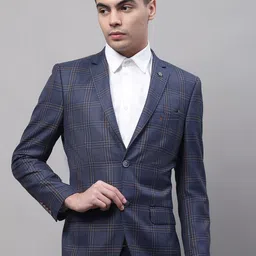Cantabil Men Checked Single-Breasted Formal Blazer-picture-47