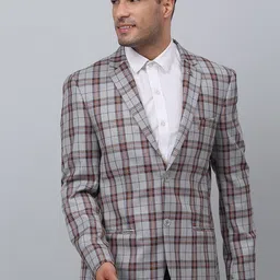 Cantabil Checked Notched Lapel Single Breasted Formal Blazer-picture-45