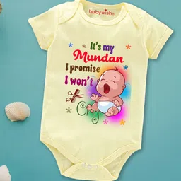 Babywish Infants Mundan Ceremony Printed Cotton Bodysuit-picture-32
