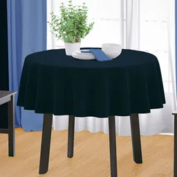 HOME COLORS.IN Blue Cotton Round 2-Seater Table Cover-image-0
