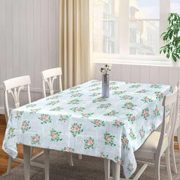 Arrabi Grey & Pink Floral Printed 6-Seater Table Cover image 1