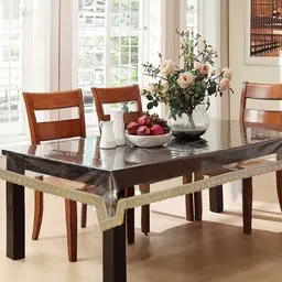 Cortina White Printed Border 4 Seater Table Cover image 1