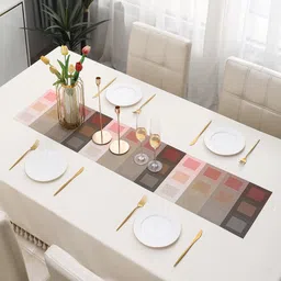 HOKIPO Brown & Pink Geometric Rectangular Table Runner-picture-30