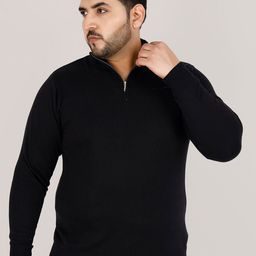 Sztori Plus Size Mock Collar Half Zipper Cotton Pullover Sweater-picture-29