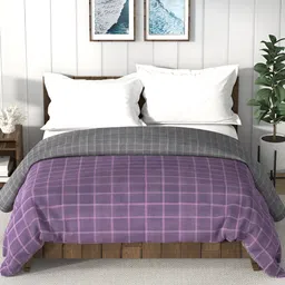 Nautica Bristol Purple & Grey Checked AC Room 150 GSM Double Bed Comforter-picture-26