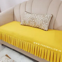 THROWPILLOW Yellow Anti Slip Pleated Sofa Cover-image-16
