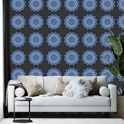 Wallpics Black & Blue Floral Printed Self-Adhesive Wallpaper Sticker-picture-29