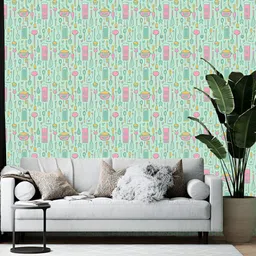 Wallpics Green & Pink Abstract Printed Self-Adhesive Wallpaper-picture-17