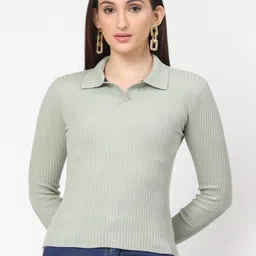 Kalt Women Striped Ribbed Pullover-picture-35