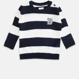Pantaloons Baby Boys Navy Blue & White Striped Pullover-picture-15