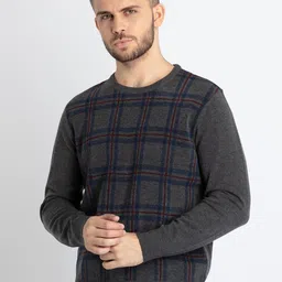 Status Quo Checked Round Neck Pullover-picture-30