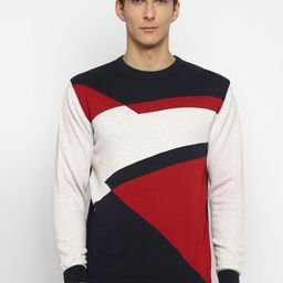 Turtle Men Red & White Colourblocked Pullover-picture-43