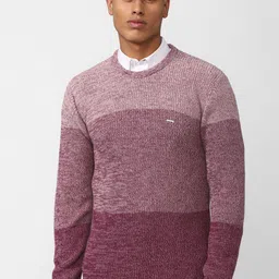 Van Heusen Men Purple Colourblocked Cotton Pullover-picture-37