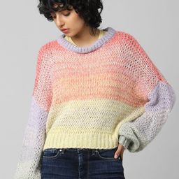 ONLY Women Red & Purple Colourblocked Pullover Sweater-picture-40
