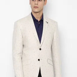 SIMON CARTER LONDON Men Beige Printed Pure Linen Slim-Fit Single-Breasted Formal Blazer-picture-10