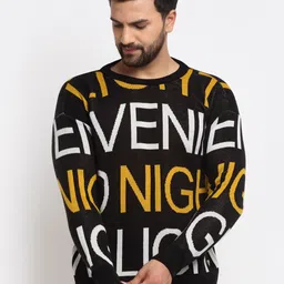 Club York Men Black & White Typography Pullover-image-30