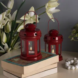 Homesake Red 2 Pieces Textured Tea Light Holders-picture-15