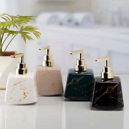 Kookee White & Black 4 Pieces Abstract Ceramic Soap Dispensers-picture-17