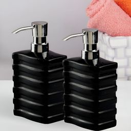 Kookee Black 2 Pieces Abstract Ceramic Soap Dispenser 400ml each-picture-9