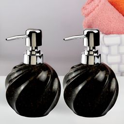 Kookee Black and White 2 Pieces Abstract Ceramic Soap Dispenser 250 ml each-picture-1