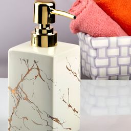 Kookee White & Gold toned Abstract Ceramic Soap Dispenser-picture-46