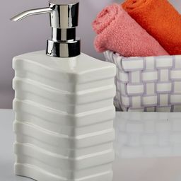 Kookee White Abstract Ceramic Glossy Soap Dispenser 350 ml-picture-6
