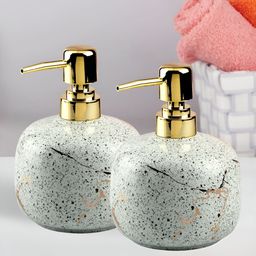 Kookee White & Grey 2 Pieces Abstract Ceramic Soap Dispenser 500 ml Each-picture-22