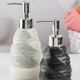 Kookee White & Black 2 Pieces Printed Ceramic Soap Dispensers-picture-5